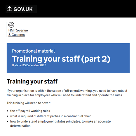 HMRC - Training your staff